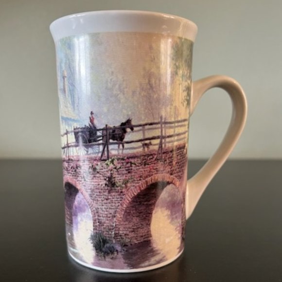 2 Thomas Kinkade Mugs Stepping Stone Cottage & Hometown Bridge - Picture 2 of 10